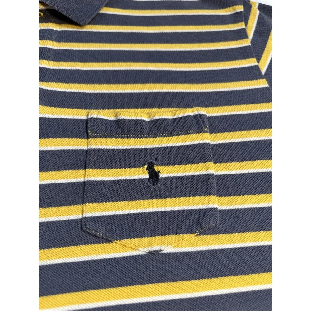 Polo‎ Ralph Lauren Men's Polo Shirt Short Sleeve YELLOW GRAY Striped, Large